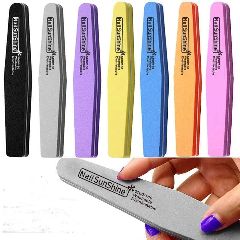 10pcs/lot Rhombus Double Side Nail files buffer 100/180 Polishing Grinding Manicure Pedicure Nail Buffers File Tools