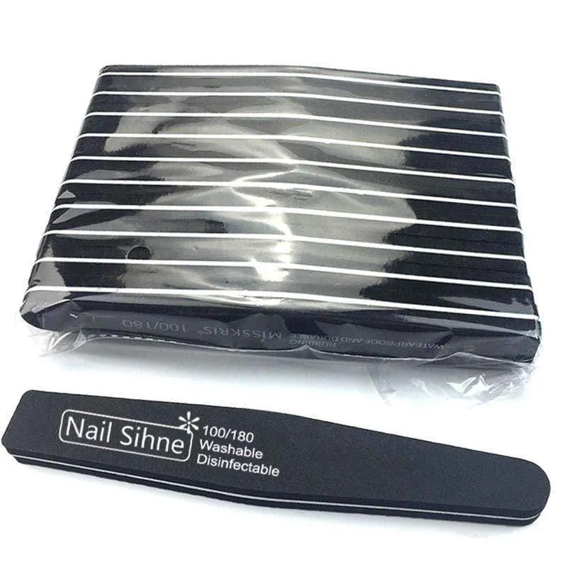 10pcs/lot Rhombus Double Side Nail files buffer 100/180 Polishing Grinding Manicure Pedicure Nail Buffers File Tools