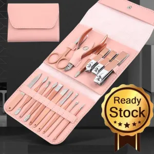 16 PCs Nail Clipper/Manicure & Pedicure Kit-Rose