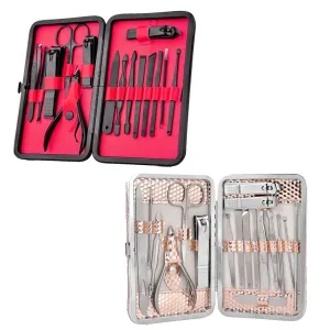 18PCS Manicure Set Tools Pedicure Kit Stainless Steel Nail Grooming Clippers AU