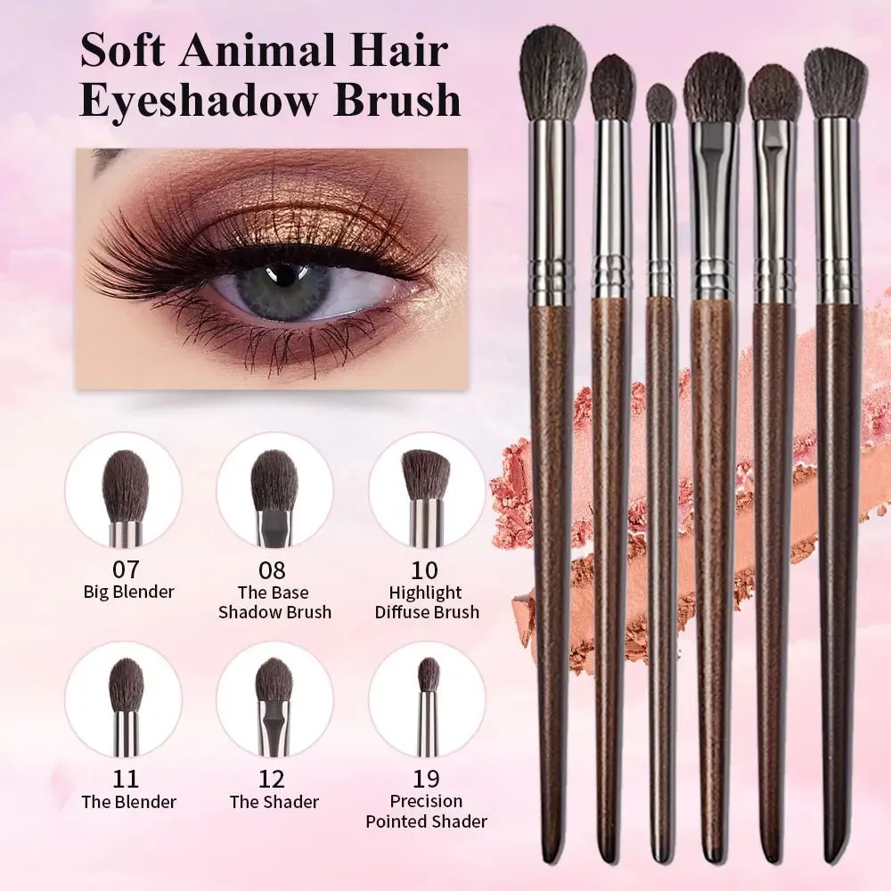 2/6-Piece Ultra Soft Makeup Eye Shadow Brush Set with Goat Hair