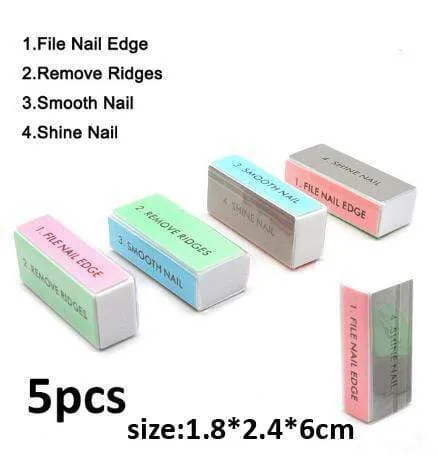 5Pcs/Lot Nail Sanding Files Sponge Nail Files Buffers Portable Pedicure Manicure All UV Gel Nail Buffer Block Polishing DIY Tool