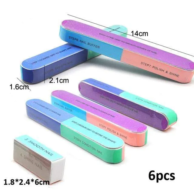 5Pcs/Lot Nail Sanding Files Sponge Nail Files Buffers Portable Pedicure Manicure All UV Gel Nail Buffer Block Polishing DIY Tool