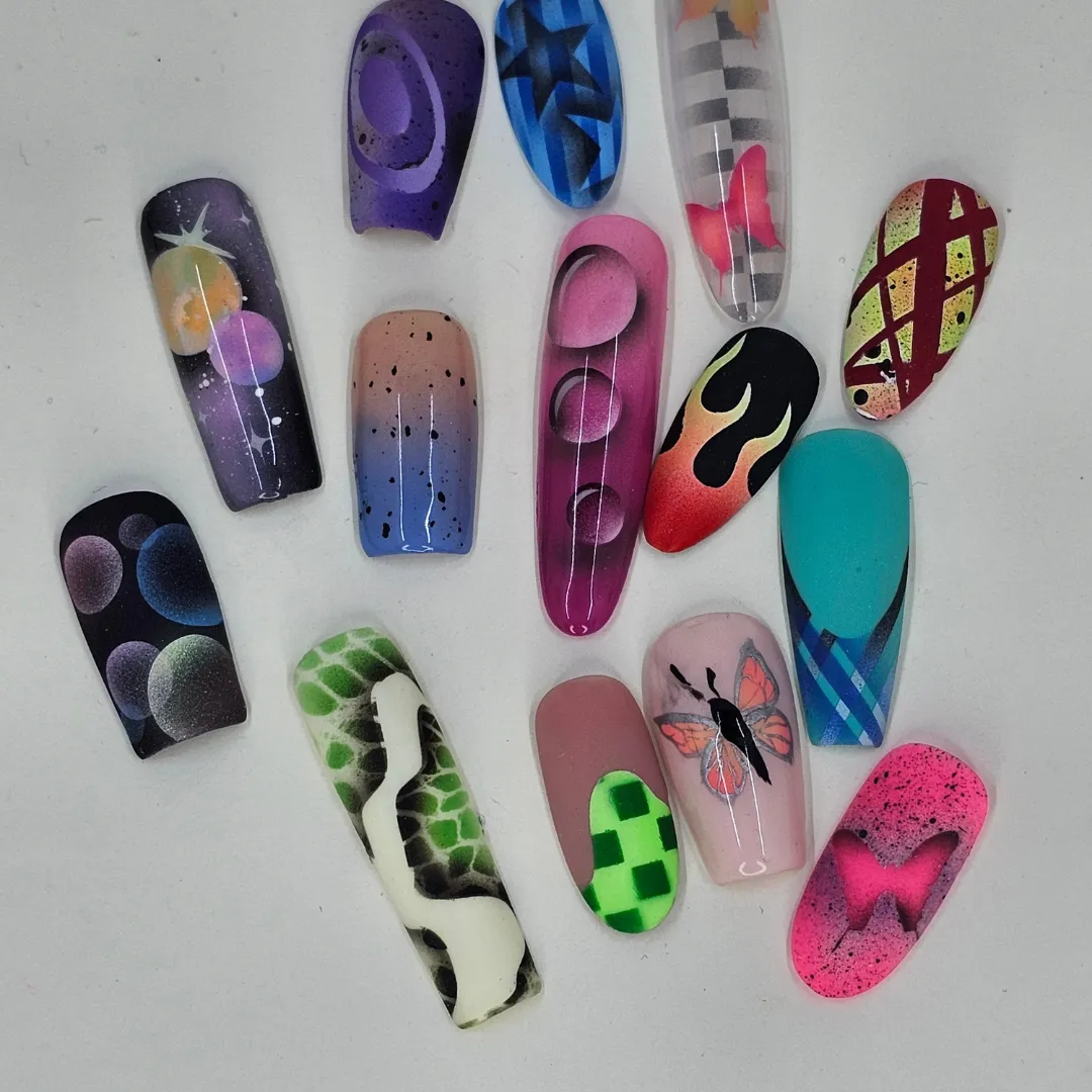 Acrylic Airbrush Paint Nail Art Master Course & 100 Stencils