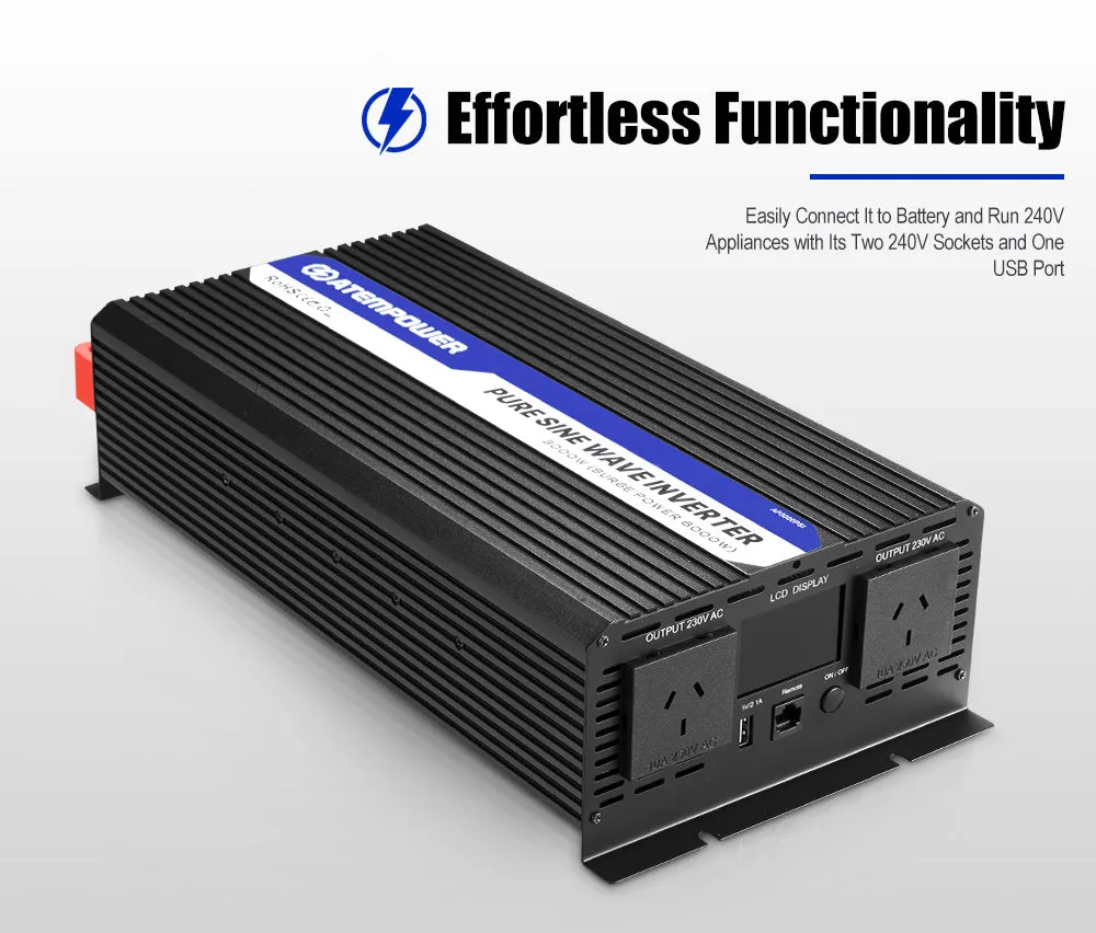 Atem Power 12V to 240V 3000W/6000W Pure Sine Wave Power Inverter