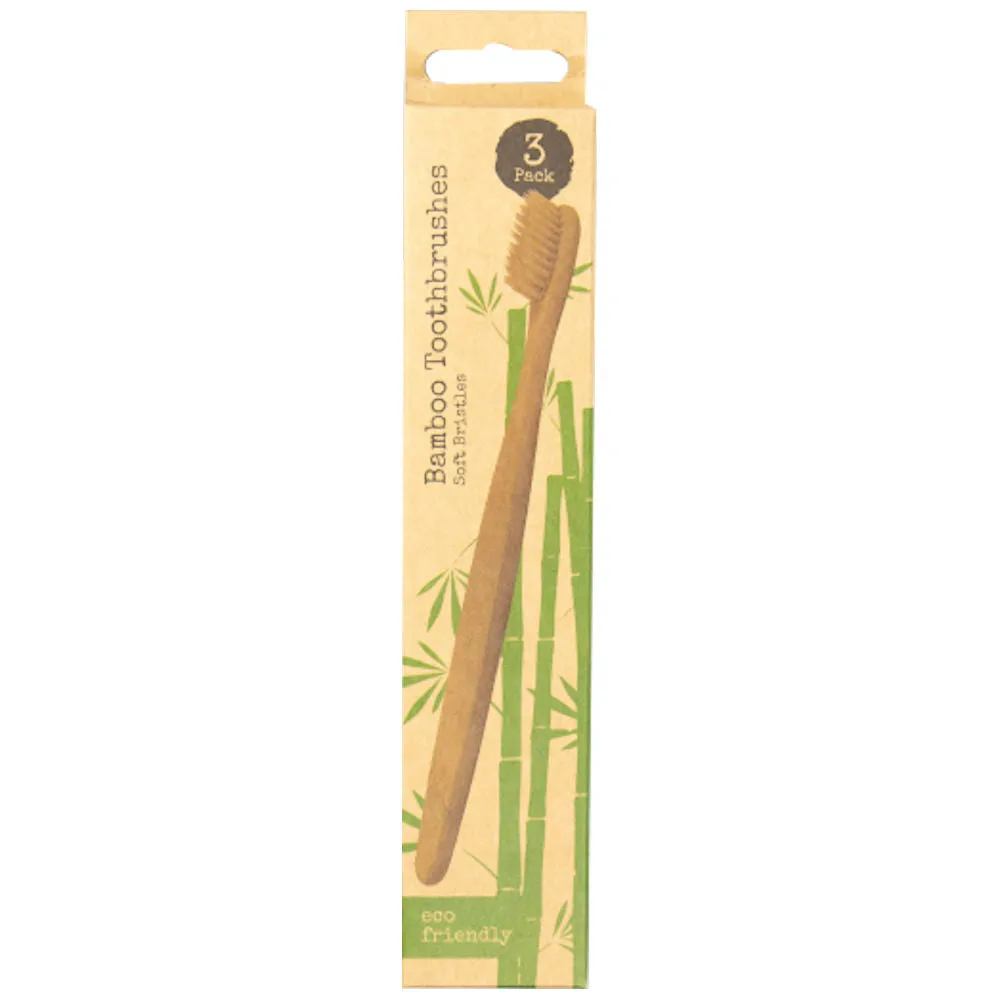 Bamboo Toothbrushes - 3 Pack Eco-friendly Oral Care Essentials