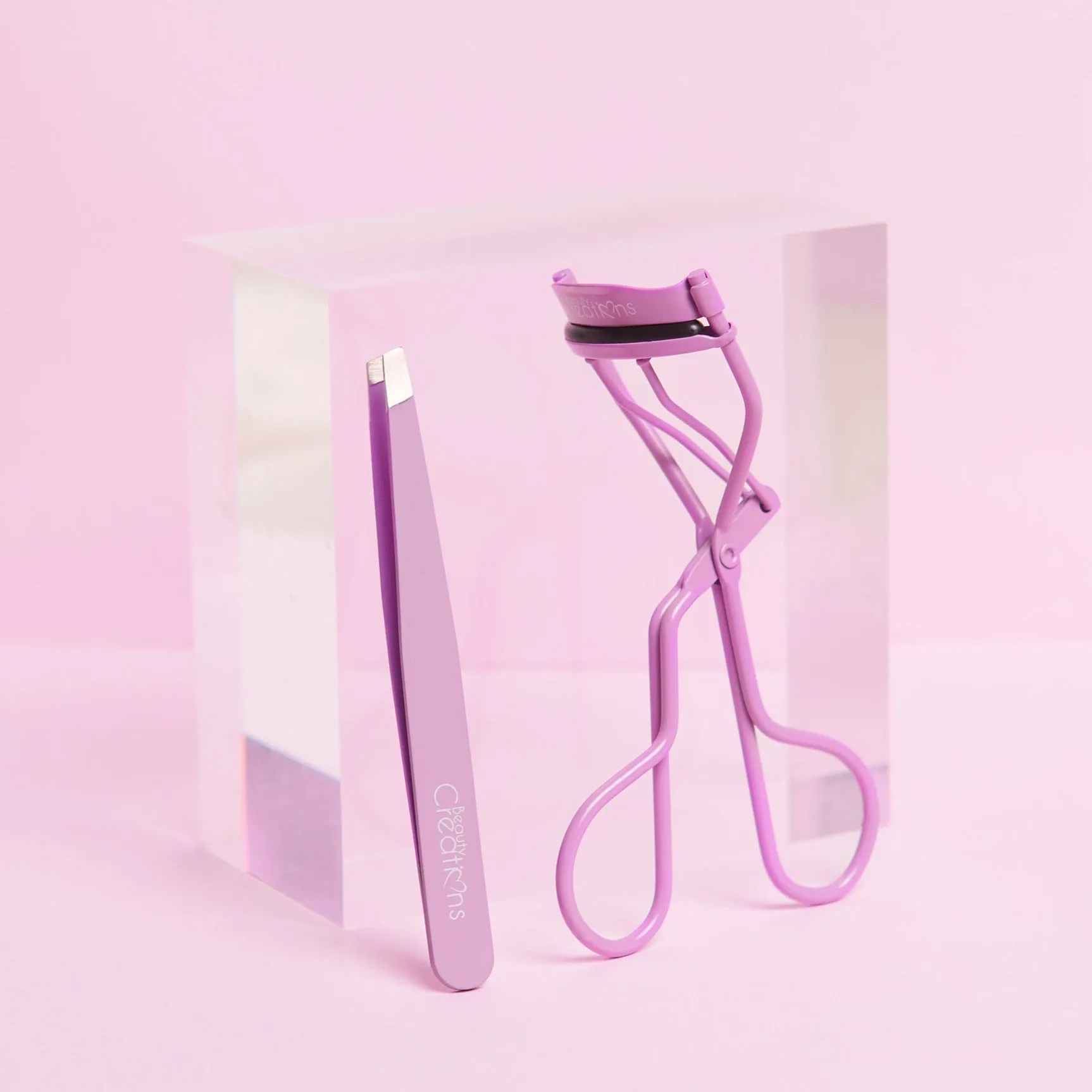 BEAUTYCREATIONS Purple Eyelash Curler and Tweezer Set