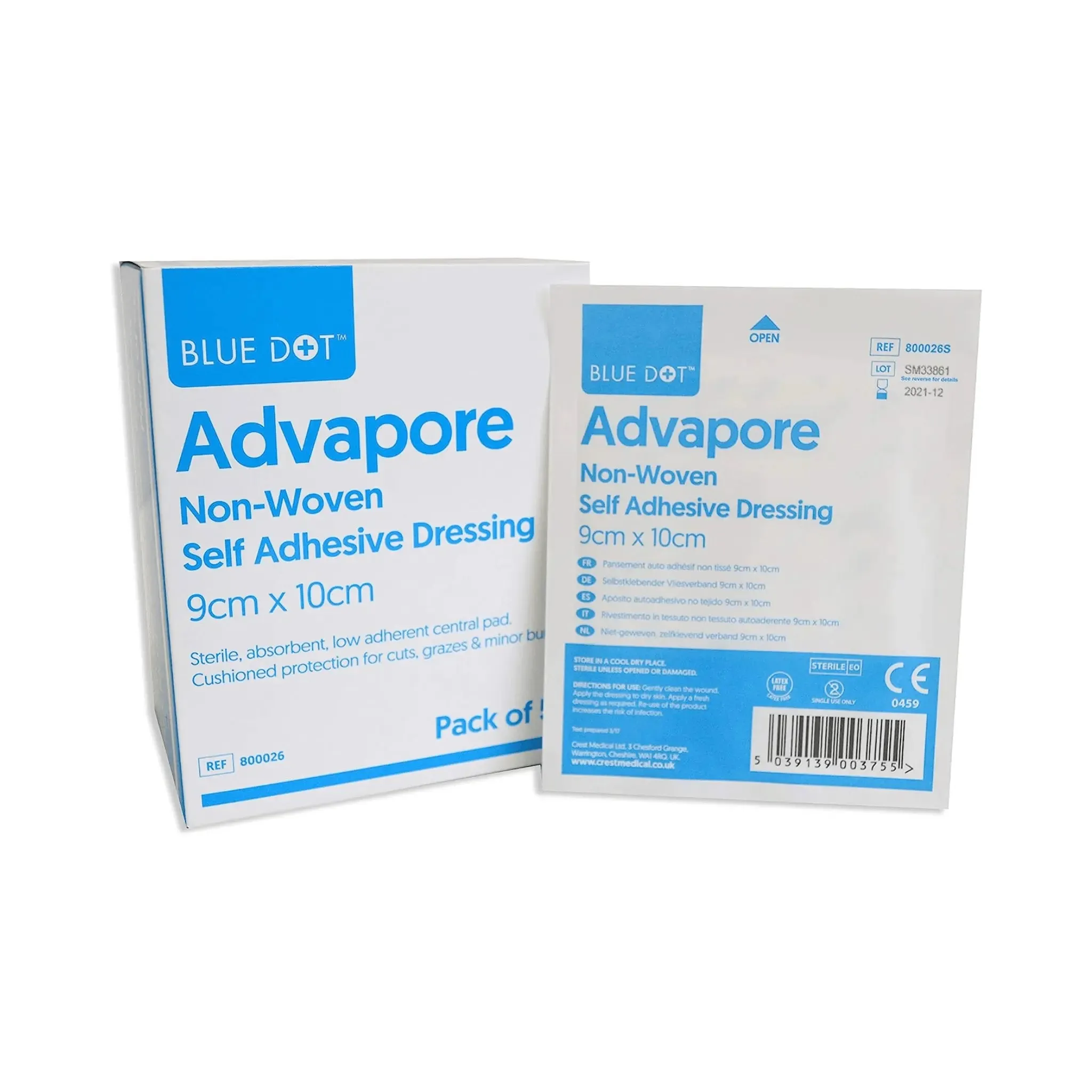 Blue Dot Advapore Non-Woven Self Adhesive Wound Dressing- 10cm x 25cm 50 Dressing