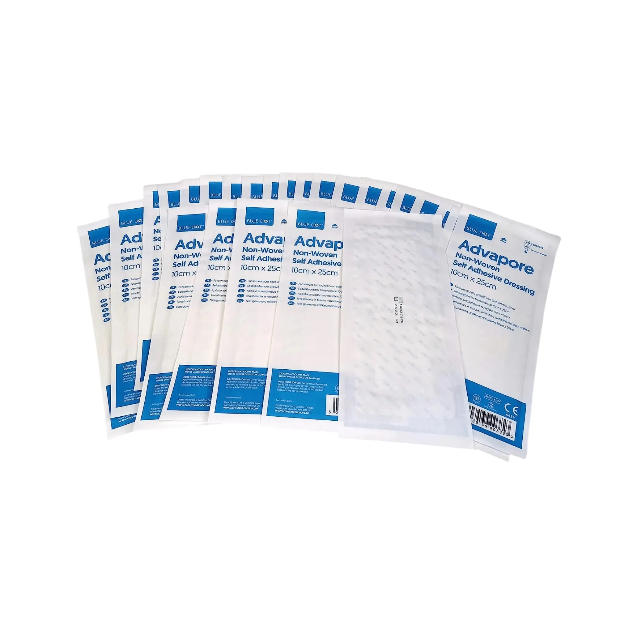 Blue Dot Advapore Non-Woven Self Adhesive Wound Dressing- 10cm x 25cm 50 Dressing