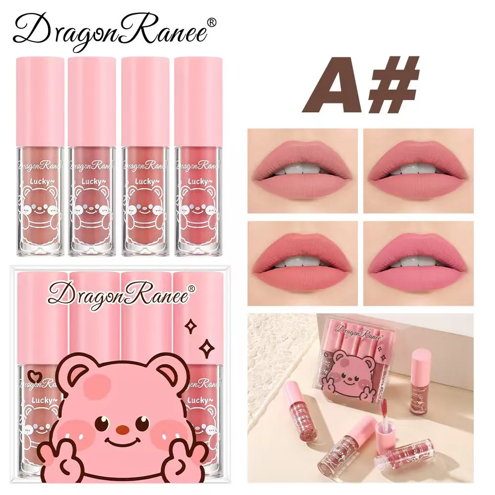 Dragon Ranee Long Lasting Lip Stain Set of 4 Lip gloss Waterproof Lip Color Kit