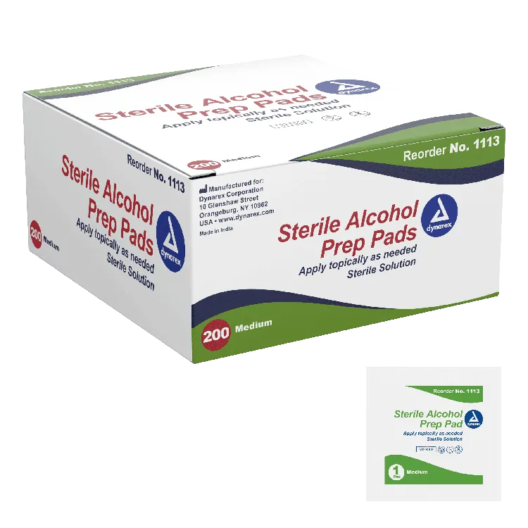 Dynarex Alcohol Prep Pad Sterile, Medium