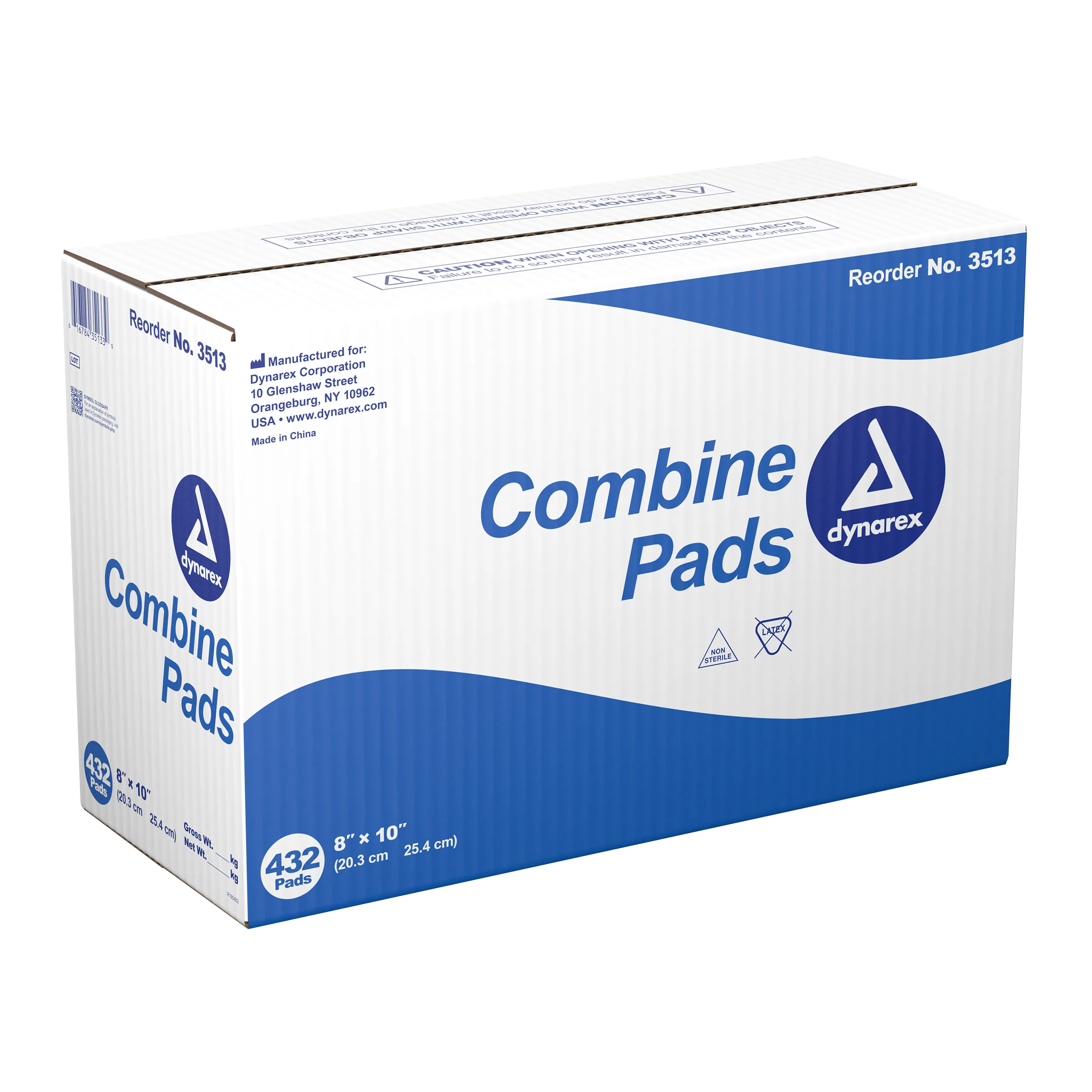 Dynarex - Combine Pads - Non-Sterile, 8" x 10", Case of 432