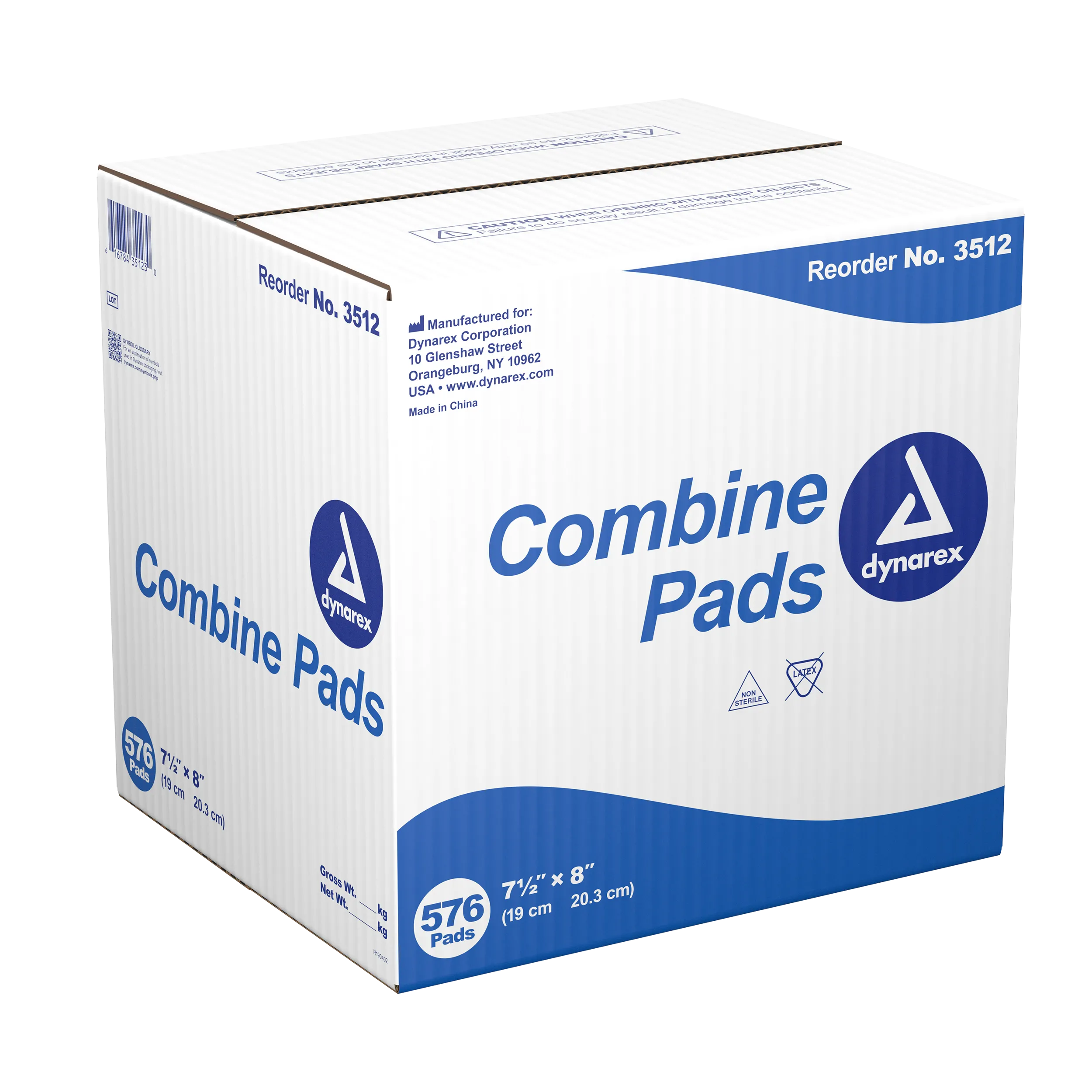 Dynarex - Combine Pads - Non-Sterile, 8" x 7 1/2", Case of 576