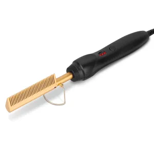 Electric Hair Comb PTC Ceramic Straightener Curler Brush Styler, Wet/Dry, 3 Temperature Adjustment