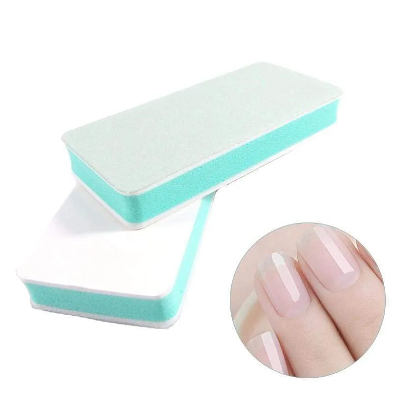 Fashion 10pcs/lot Nail Buffer Block Polish Sanding Nail File Manicure Nail Art Tips Tool Green Sand Surface Sponge lixa de unha