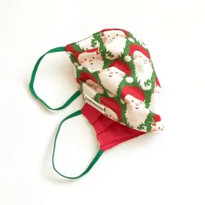 Father Christmas Fun Washable Fabric Face Mask - Green