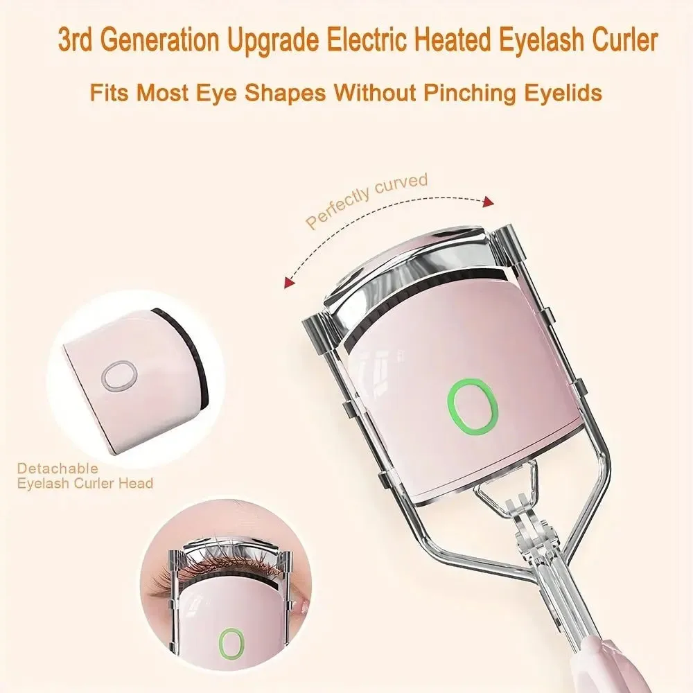 Heated Eyelash Curler Electric Eyelash Curler Rechargeable Portable Eyelash Curler Eyelash Curler for Long-Lasting and Natural