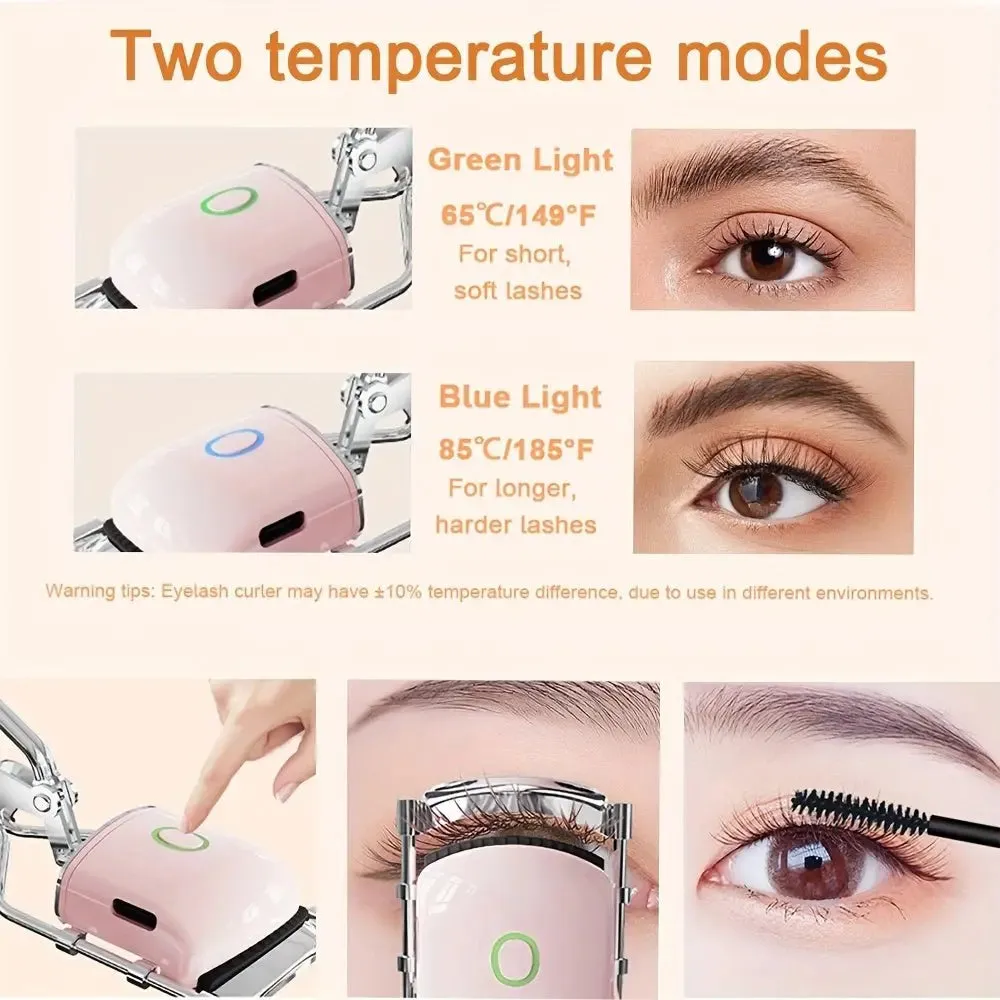 Heated Eyelash Curler Electric Eyelash Curler Rechargeable Portable Eyelash Curler Eyelash Curler for Long-Lasting and Natural