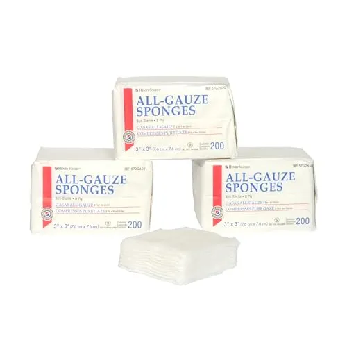 Henry Schein 200/Pack Non-Sterile Gauze Pads for Wound Dressing Gauze Sponge-Pads for Wound Care - 8-Ply - 100% Cotton & Highly Absorbent - 1 Pack (200/Pack)