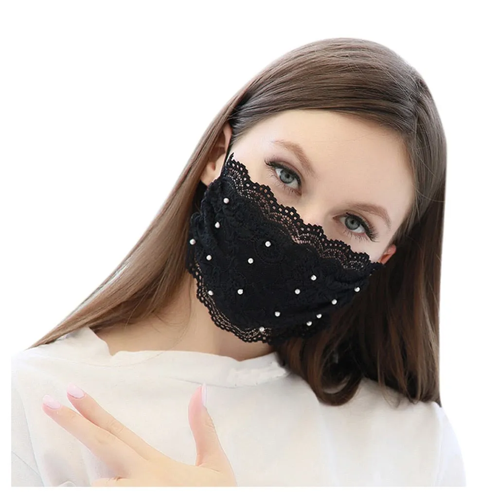 Lovely and Fancy Lace & Pearl breathable bridal face mask