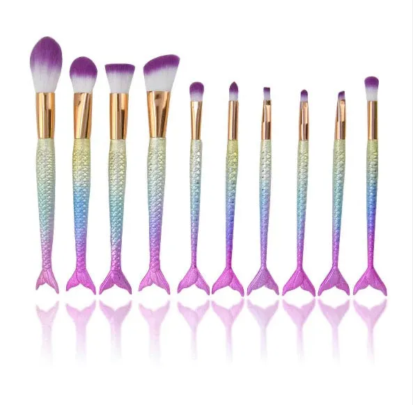 Makeup Brushes Man Made Fiber Set Of 10 Fish Tail