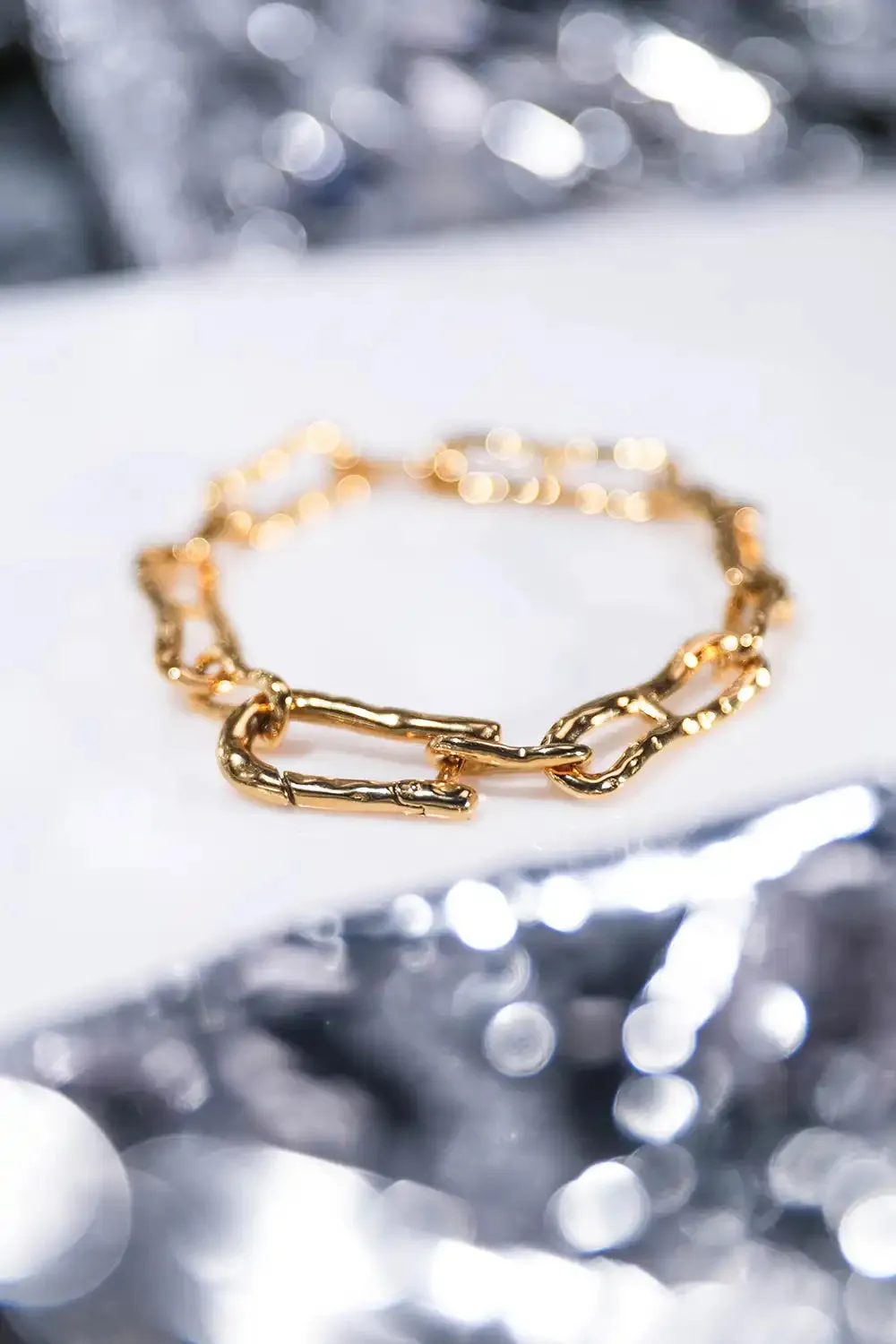 Molten Chunky Bracelet 14K Gold Plated