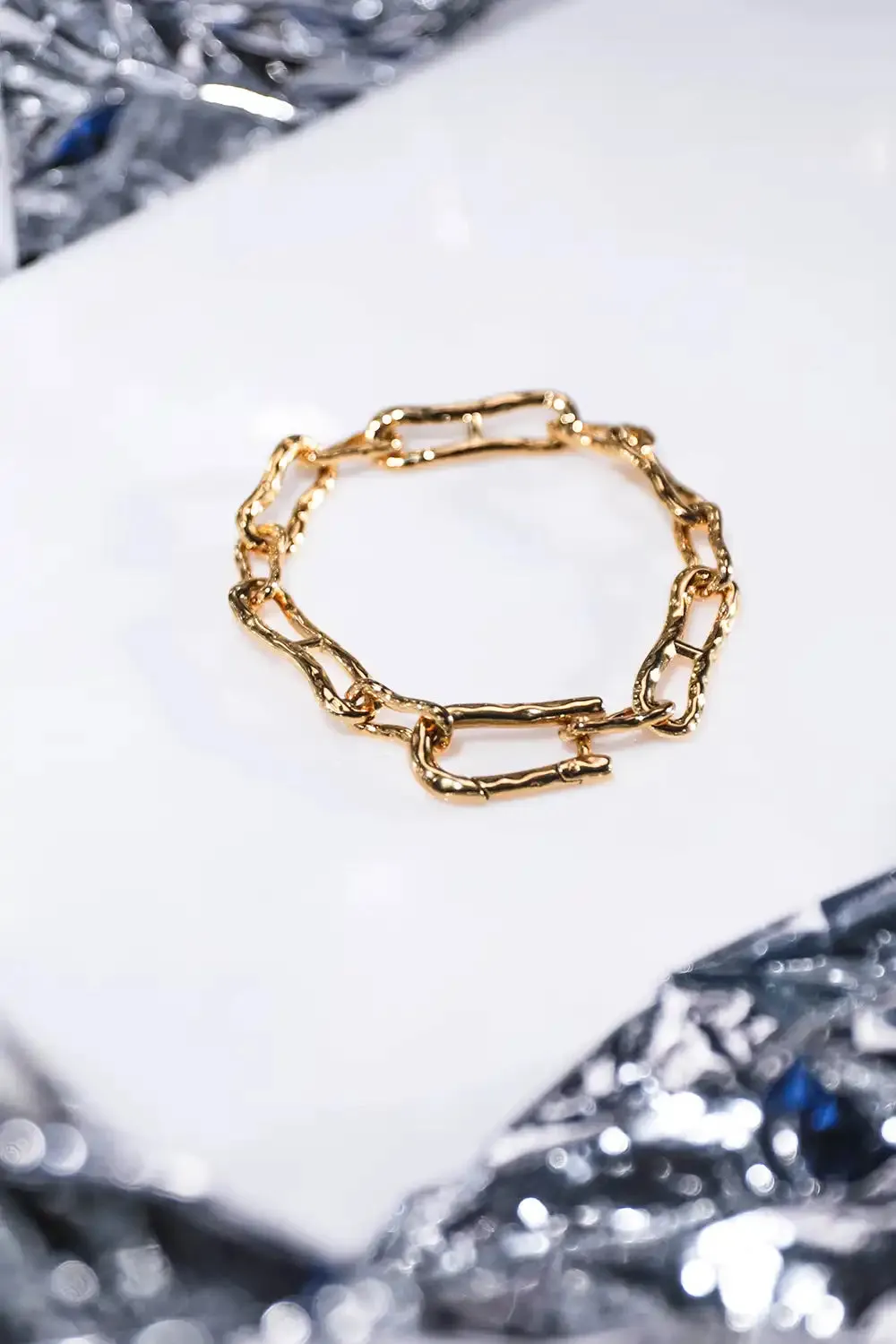 Molten Chunky Bracelet 14K Gold Plated