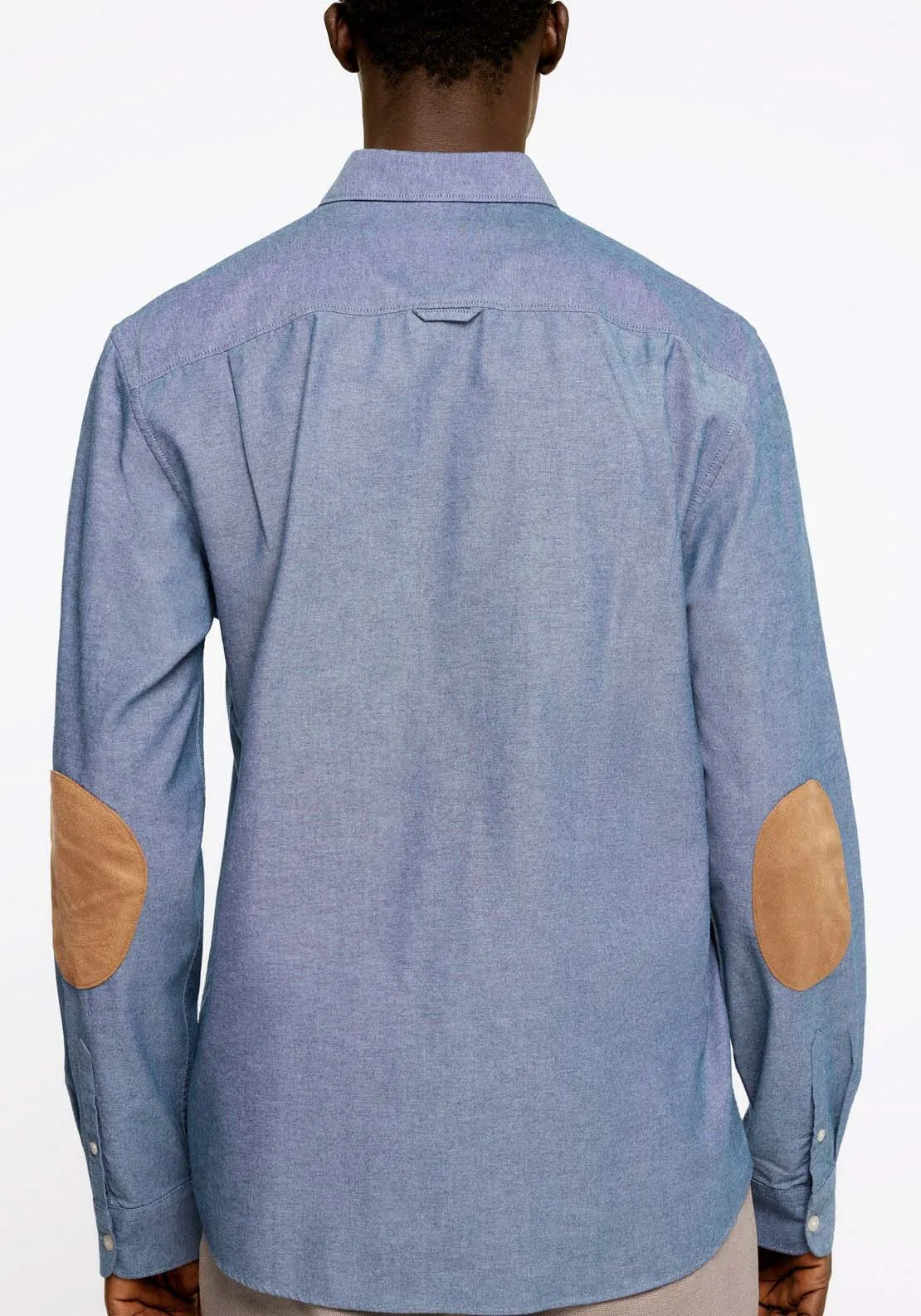 Pinpoint shirt with elbow patches - Blue