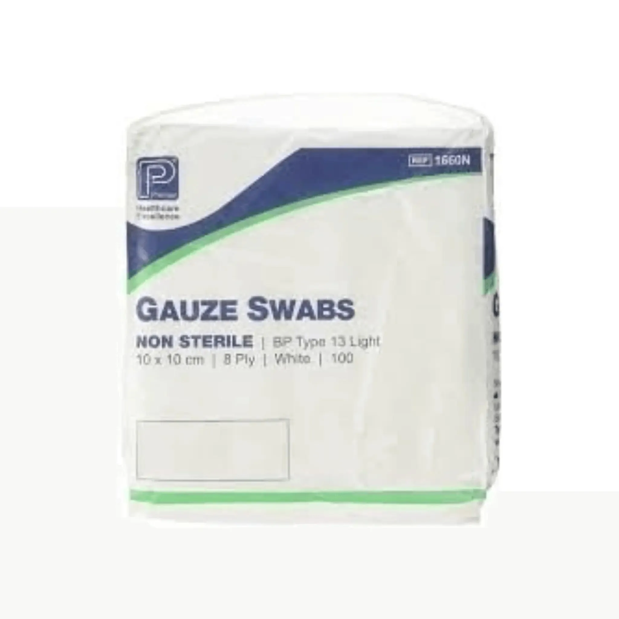 Premier Cotton Gauze Swabs, Non-Sterile, 8 ply, 10cm x 10cm, Pack of 100