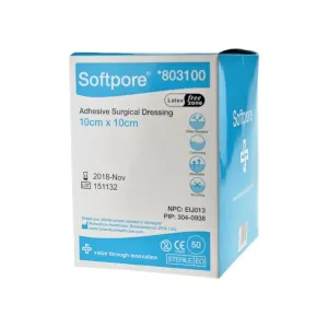 Softpore Adhesive 10cm x 10cm 10 Dressing